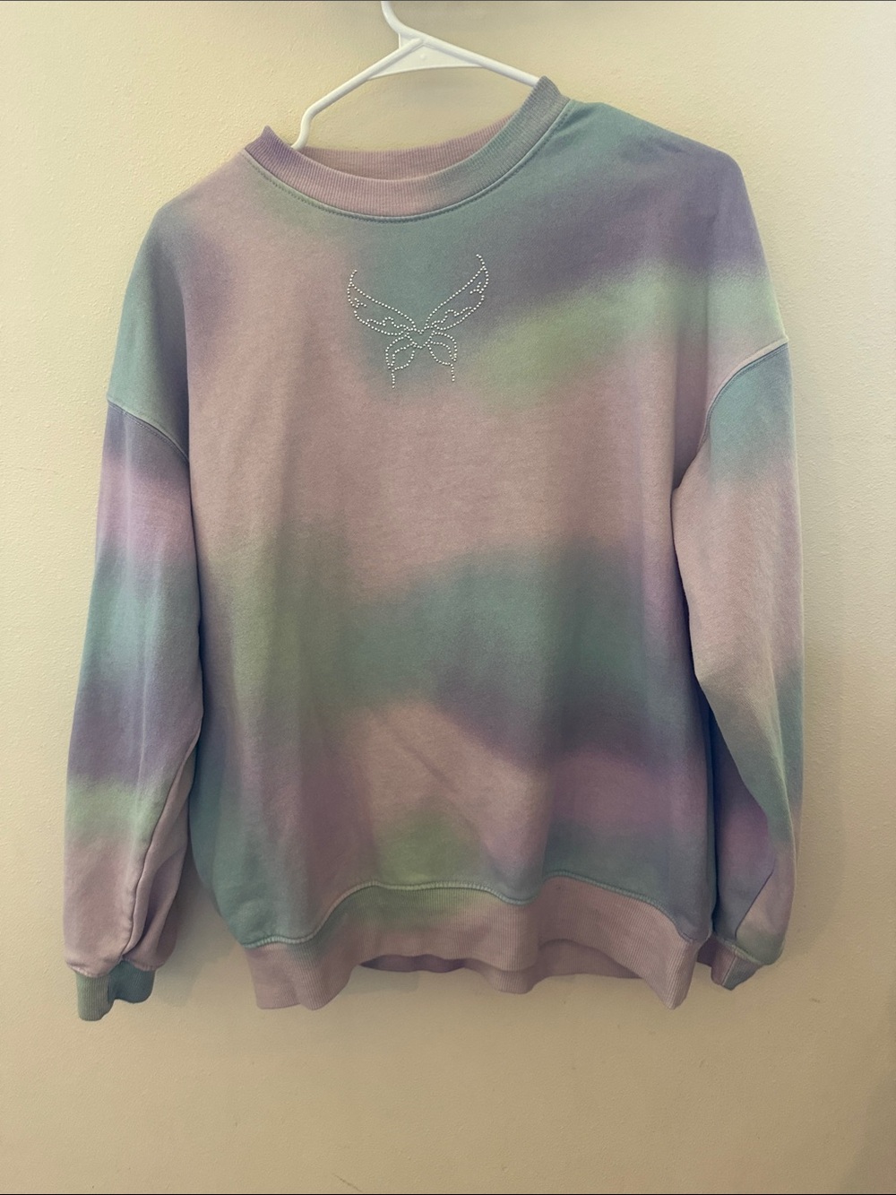 H&M Pastel Tie-Dye Crewneck Sweater in Lavender and Mint